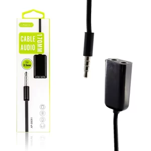 Cabo adaptador de áudio de conector macho para duas fêmeas 3,5 mm