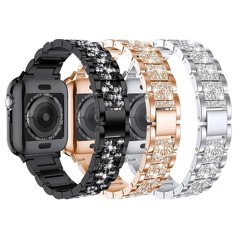 Correia Apple Watch 38/40/41mm Metálica Diamantes