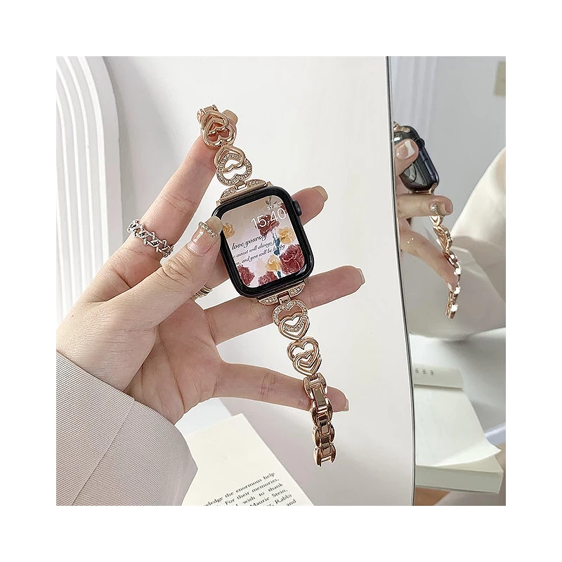 Apple Watch Strap 38/40/41mm Metallic Hearts - Image 2