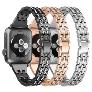 Correia Fina Apple Watch Metálica Diamantes 38/40/41mm