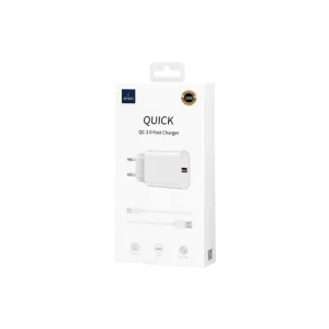 WIWU Carregador Quick USB-A Com Cabo Tipo-C 3A 20W